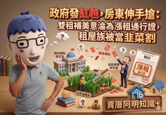 政府發紅包，房東伸手搶：雙租補美意淪為漲租通行證，租屋族被當韭菜割