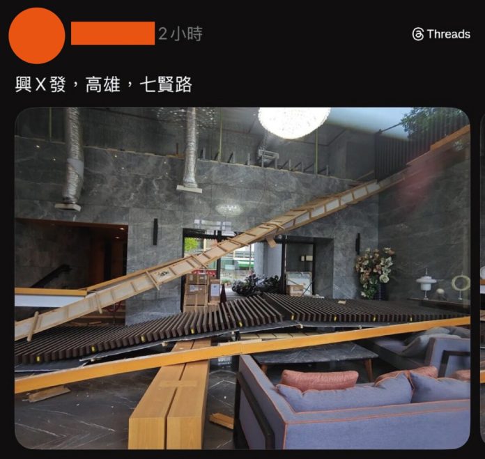 高市社區大樓驚傳天花板崩塌！保全機警躲避差一秒遭砸