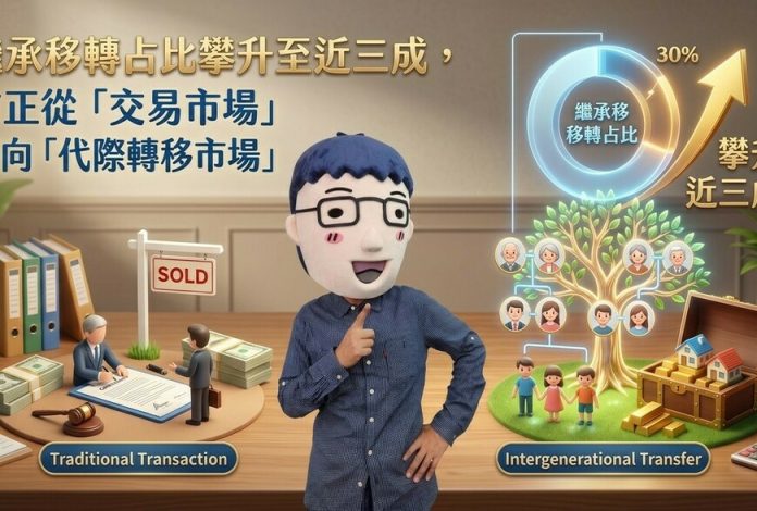 繼承移轉占比攀升至近三成，市正從「交易市場」轉向「代際轉移市場」