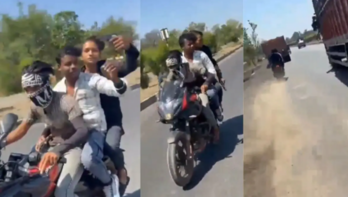 影／為拍短片喪命！印度機車3貼「高速公路狂飆亮槍炫耀」　猛撞砂石3人當場亡