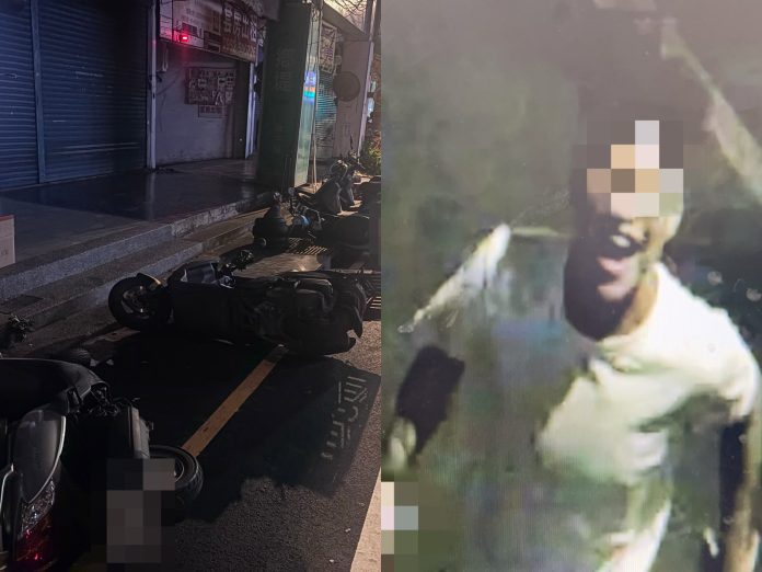 中壢驚傳怪客「凌晨鬼叫」推倒整排機車逃逸 警調電眼抓人