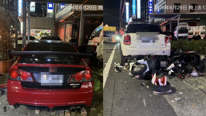 快訊／高雄驚悚雙亡車禍！轎車突偏機慢車道　撞2騎士救不回