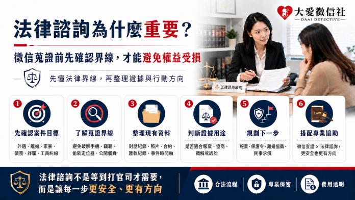 法律諮詢為什麼重要？徵信蒐證前先確認界線，才能避免權益受損