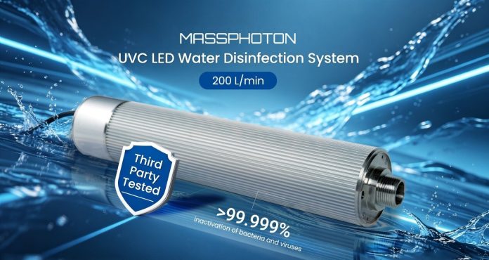 MASSPHOTON業內首發200LPM UVC LED紫外水消毒器，第三方權威機構檢測認證加持，拓展大流量水處理應用場景