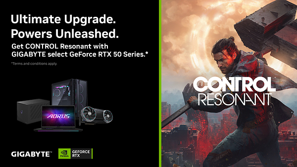 技嘉攜手 NVIDIA 推出 GeForce RTX™ 50 系列《CONTROL Resonant》遊戲套裝，全面升級遊戲體驗