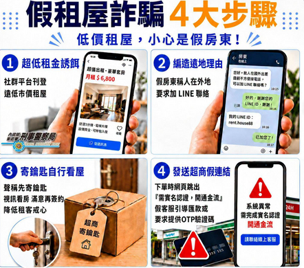 租屋詐騙驚傳一百十九件         中市警方呼籲租屋要小心