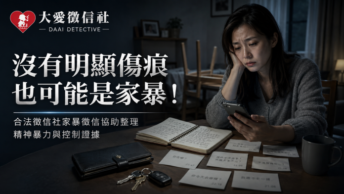 沒有明顯傷痕也可能是家暴！合法徵信社家暴徵信協助整理精神暴力與控制證據