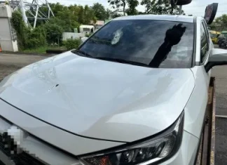 國3驚魂!對向貨櫃車「插銷」疑噴飛砸穿擋風玻璃 駕駛PO網:凶器還留車上 國3驚魂!對向貨櫃車「插銷」疑噴飛砸穿擋風玻璃 駕駛PO網:凶器還留車上