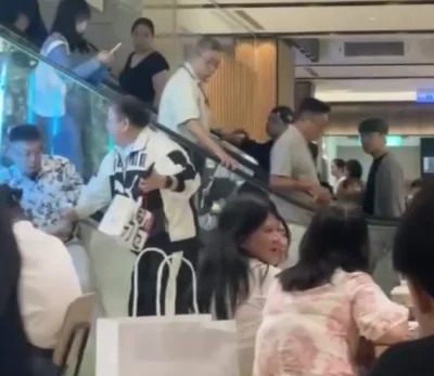 台北101美食街爆衝突！　兩男子行走不慎擦撞互相推擠手機錄影