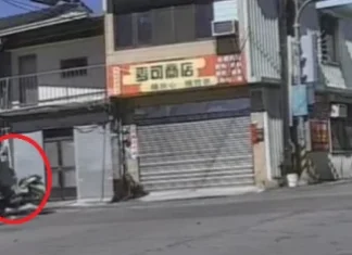 監視器全都錄! 大雅男子騎微電車逆向闖紅燈撞電桿 監視器全都錄! 大雅男子騎微電車逆向闖紅燈撞電桿