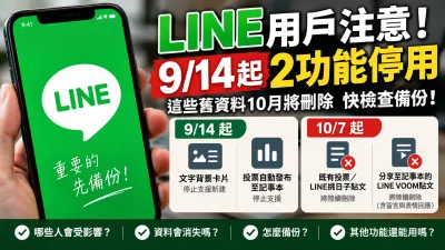 LINE明天有重大變動！9/14起記事本「2功能」停用　這些舊資料10月將刪除