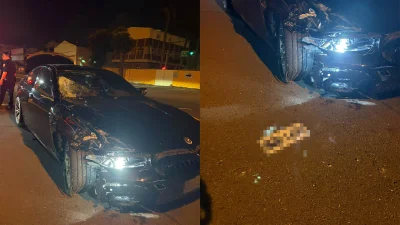 ▲台南BMW猛撞老翁！車頭撞爛「擋風玻璃破裂」1人OHCA、2人受傷（圖／翻攝自 台南大小事）