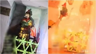 影／拿炸藥炸毀雕像！基隆「十八羅漢洞」遭惡搞　還拍片PO網稱：大將軍戰死了