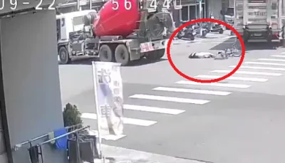烏日腳踏車與預拌混凝土車擦撞騎士倒地！　幸未再遭碰撞輾壓