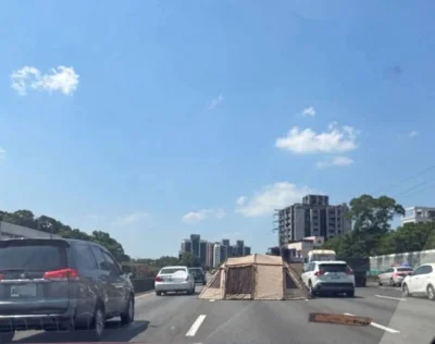 國道搭帳逢？　不明車輛掉落駕駛最高可罰1萬8000元